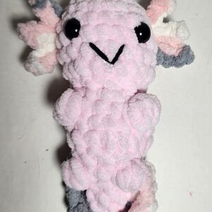 Axolotl Plush, Crocheted,  Pink Handmade